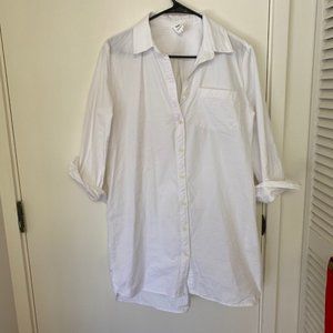 VICI White Long Sleeve Button Down Shirt Dress